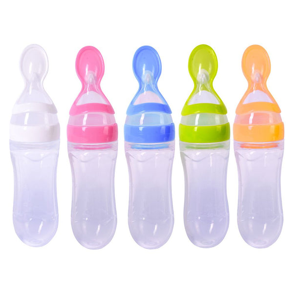 Infant Silica Gel Feeding Bottle With Spoon