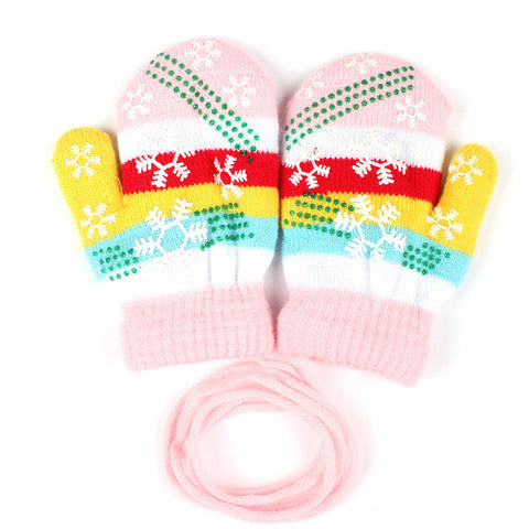 Baby Gloves Snowflakes Stripe