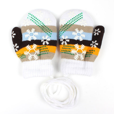 Baby Gloves Snowflakes Stripe