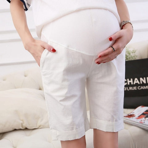 Colored Linen Maternity Shorts For Belly Care